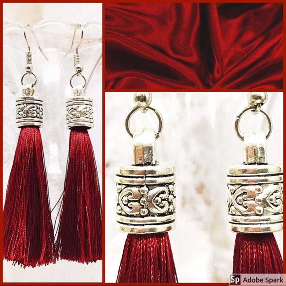 Fashion Jewelry Jewelry - BOGO💫🌹Tibetan Silver Ruby Red Silky Tassels🌹